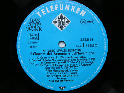 VIVALDI: THE CONTEST BETWEEN HARMONY & INVENTION  Op. 8      HARNONCOURT / CONCENTUS MUSICUS VIENNA     2 LP       6.35386