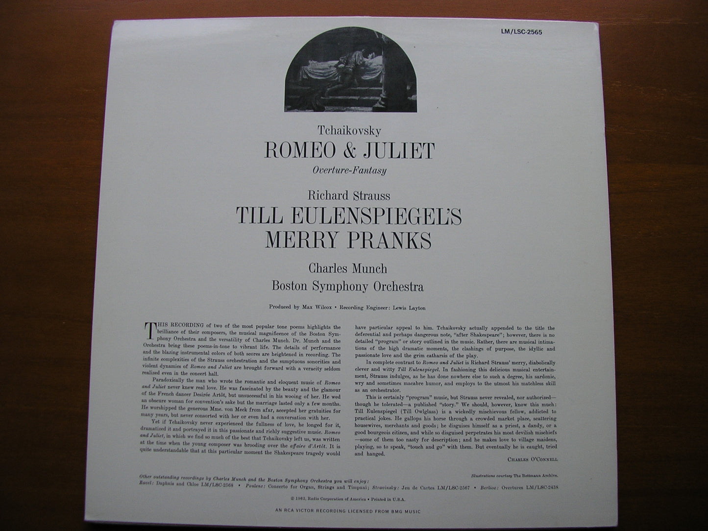 TCHAIKOVSKY: ROMEO & JULIET / STRAUSS: TILL EULENSPIEGEL      CHARLES MUNCH / BOSTON SYMPHONY     LSC 2565