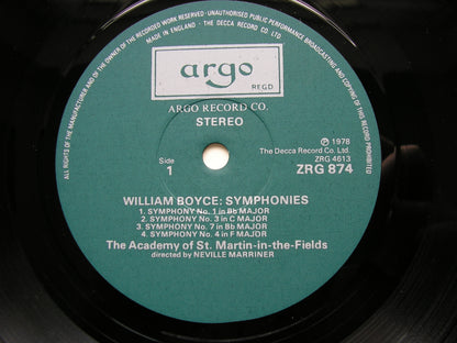 BOYCE: SYMPHONIES Nos. 1 - 8      MARRINER / ACADEMY OF ST MARTIN IN THE FIELDS      ZRG 874