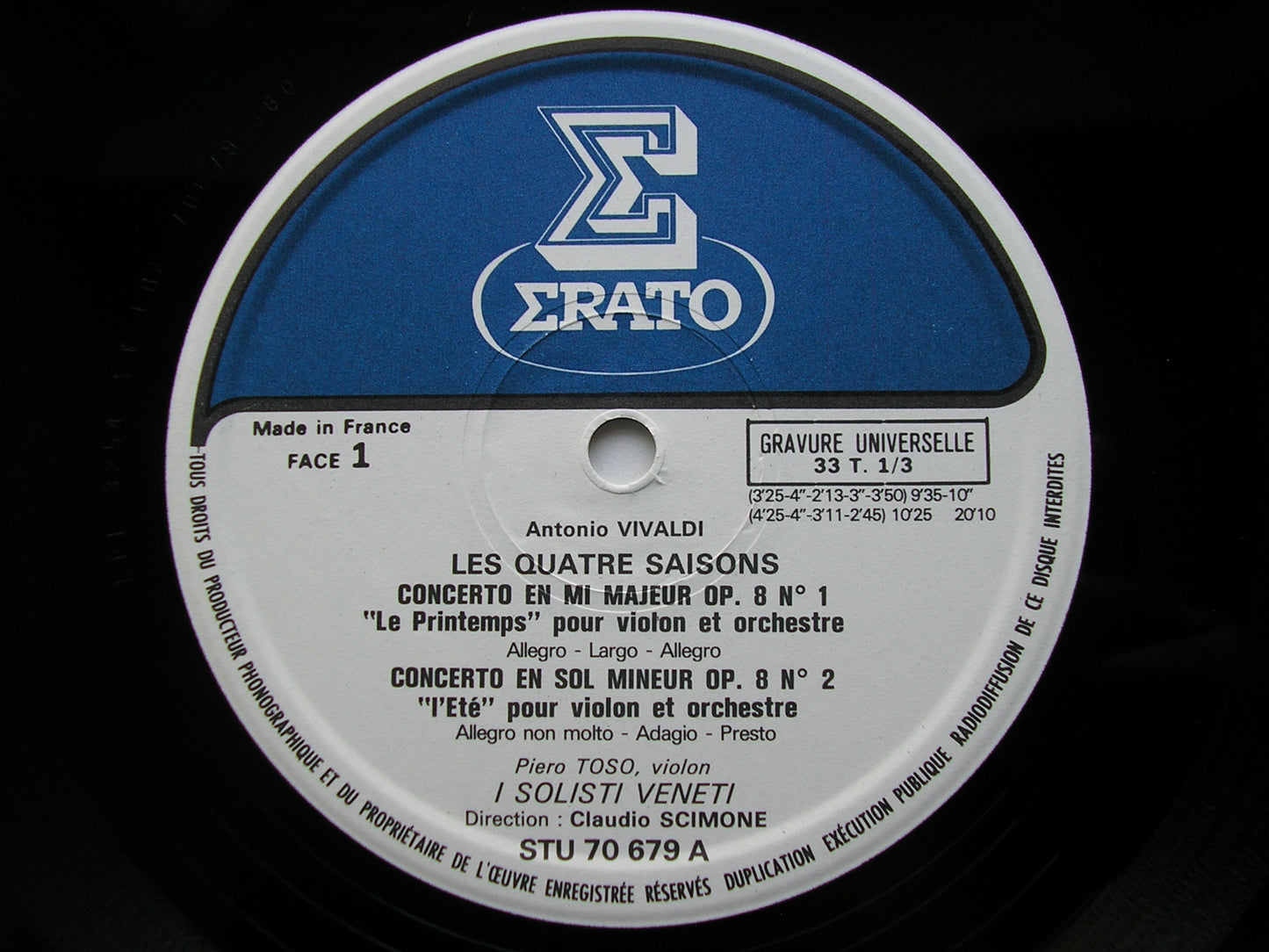 VIVALDI: THE CONTEST BETWEEN HARMONY & INVENTION  Op. 8      SCIMONE / I SOLOISTI VENETI       3LP       STU 70679 / 81