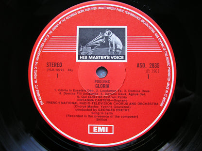 POULENC: GLORIA / ORGAN CONCERTO    DURUFLE / CARTERI / FRENCH NATIONAL RADIO ORCHESTRA / PRETRE      ASD 2835