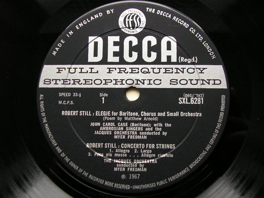 SXL 6281  STILL: ELEGY / CONCERTO FOR STRINGS / RUBBRA: CHORAL SUITE 'INSCAPE'      JACQUES ORCHESTRA /  FREDMAN     ED2