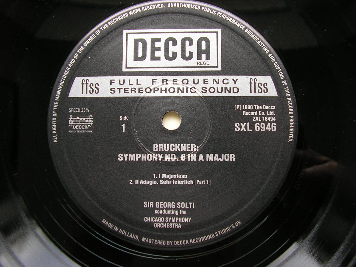 BRUCKNER: SYMPHONY No. 6     SOLTI / CHICAGO SYMPHONY      SXL 6946