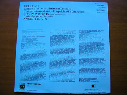POULENC: CONCERTO FOR ORGAN, STRINGS & TIMPANI / CONCERTO CHAMPETRE     PRESTON / LONDON SYMPHONY / PREVIN      ASD 3489