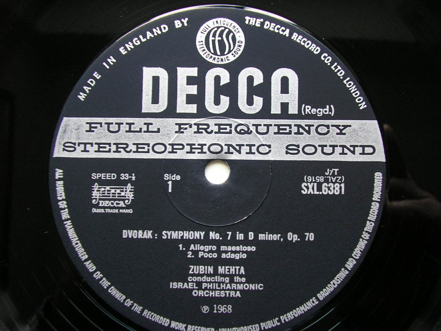 SXL 6381 DVORAK: SYMPHONY No. 7      MEHTA / ISRAEL PHILHARMONIC      ED3