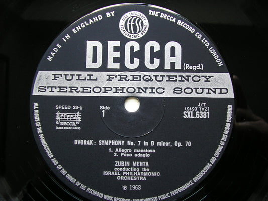 SXL 6381 DVORAK: SYMPHONY No. 7      MEHTA / ISRAEL PHILHARMONIC      ED3