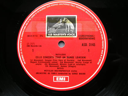 DUTILLEUX & LUTOSLAWSKI: CELLO CONCERTOS      ROSTROPOVICH / ORCHESTRE DE PARIS / DUTILLEUX / LUTOSLAWSKI     ASD 3145