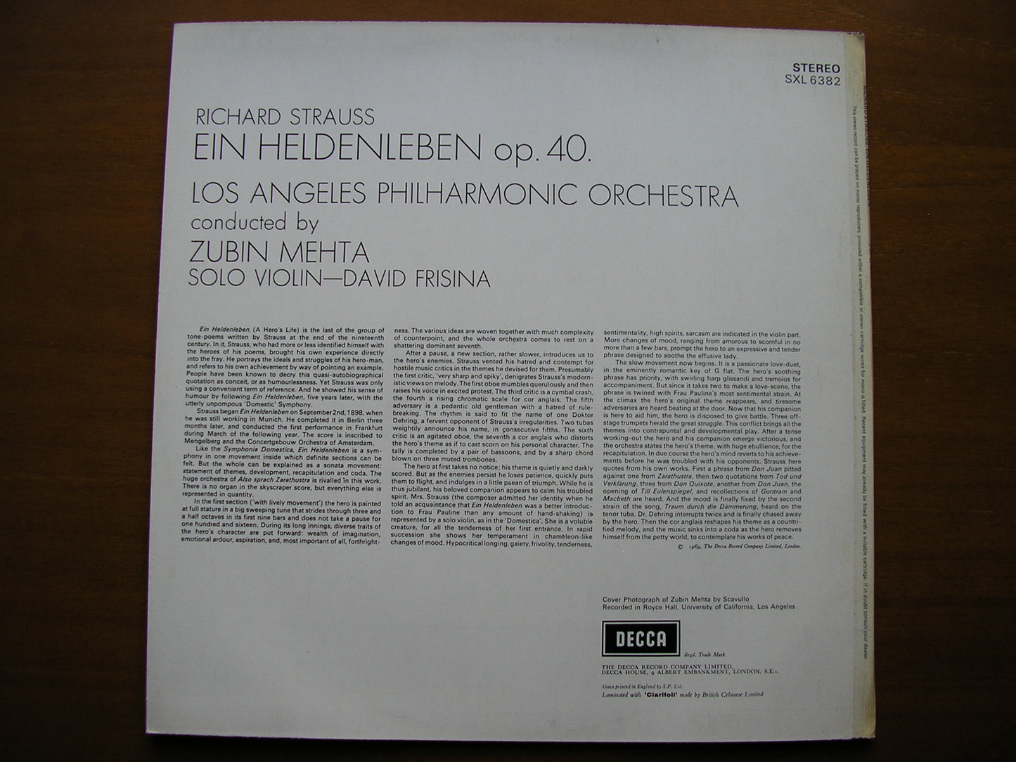 SXL 6382 STRAUSS: EIN HEDENLEBEN      MEHTA / LOS ANGELES PHILHARMONIC    ED3