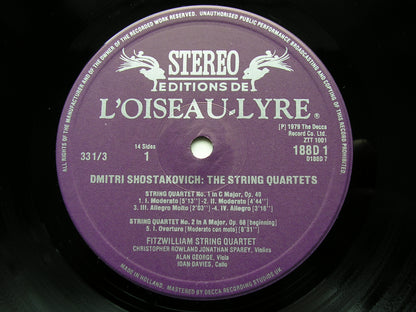 SHOSTAKOVICH: STRING QUARTETS Nos. 1 - 15      FITZWILLIAM STRING QUARTET      D188 D7