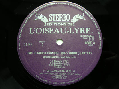 SHOSTAKOVICH: STRING QUARTETS Nos. 1 - 15      FITZWILLIAM STRING QUARTET      D188 D7