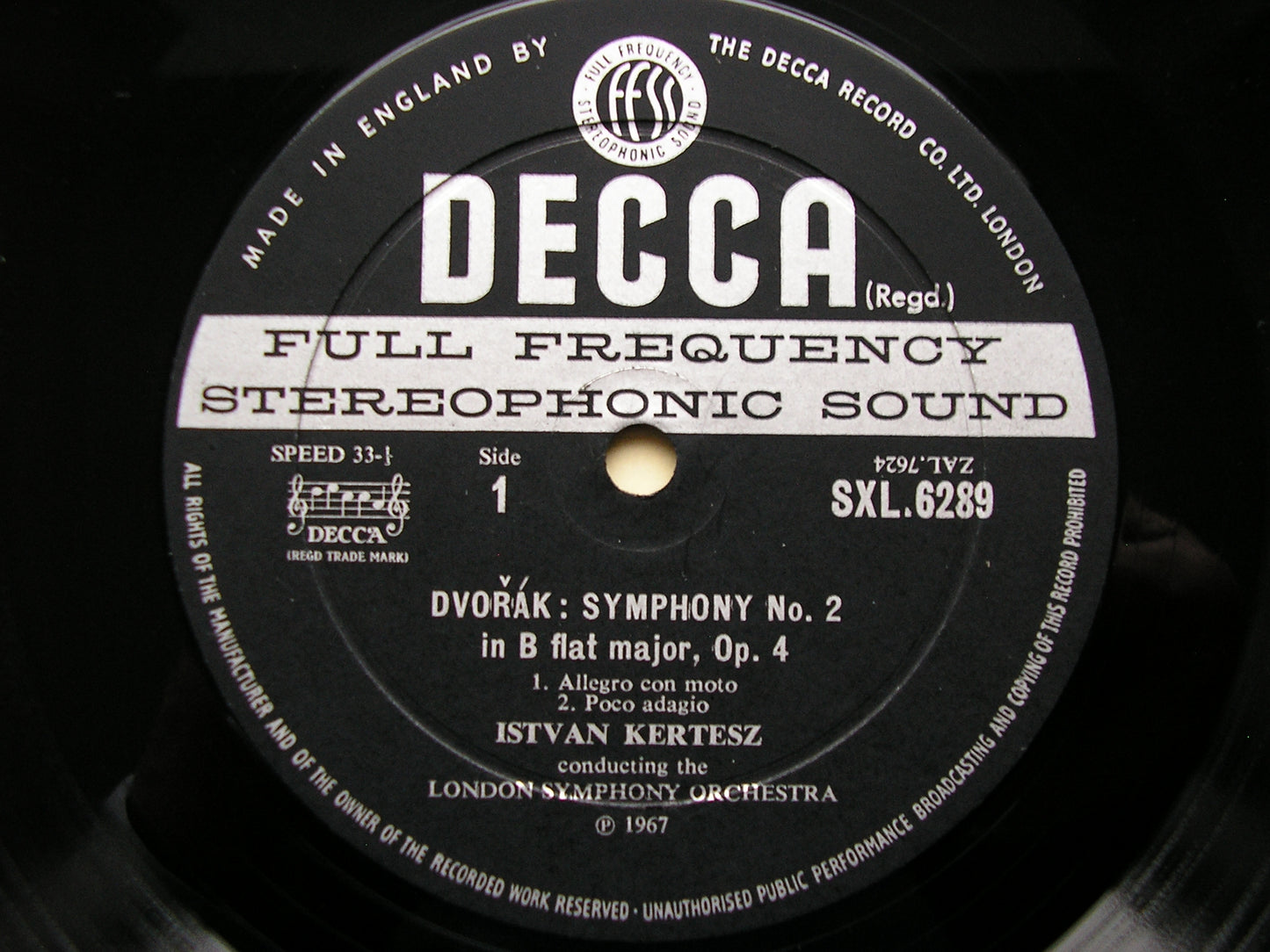 SXL 6289  DVORAK: SYMPHONY No. 2      KERTESZ / LONDON SYMPHONY    ED2