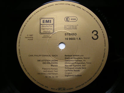 BACH, CPE: THE LAST SUFFERINGS OF THE SAVIOUR    SOLOISTS / LA PETITE BAND / KUIJKEN     2LP     16 9602