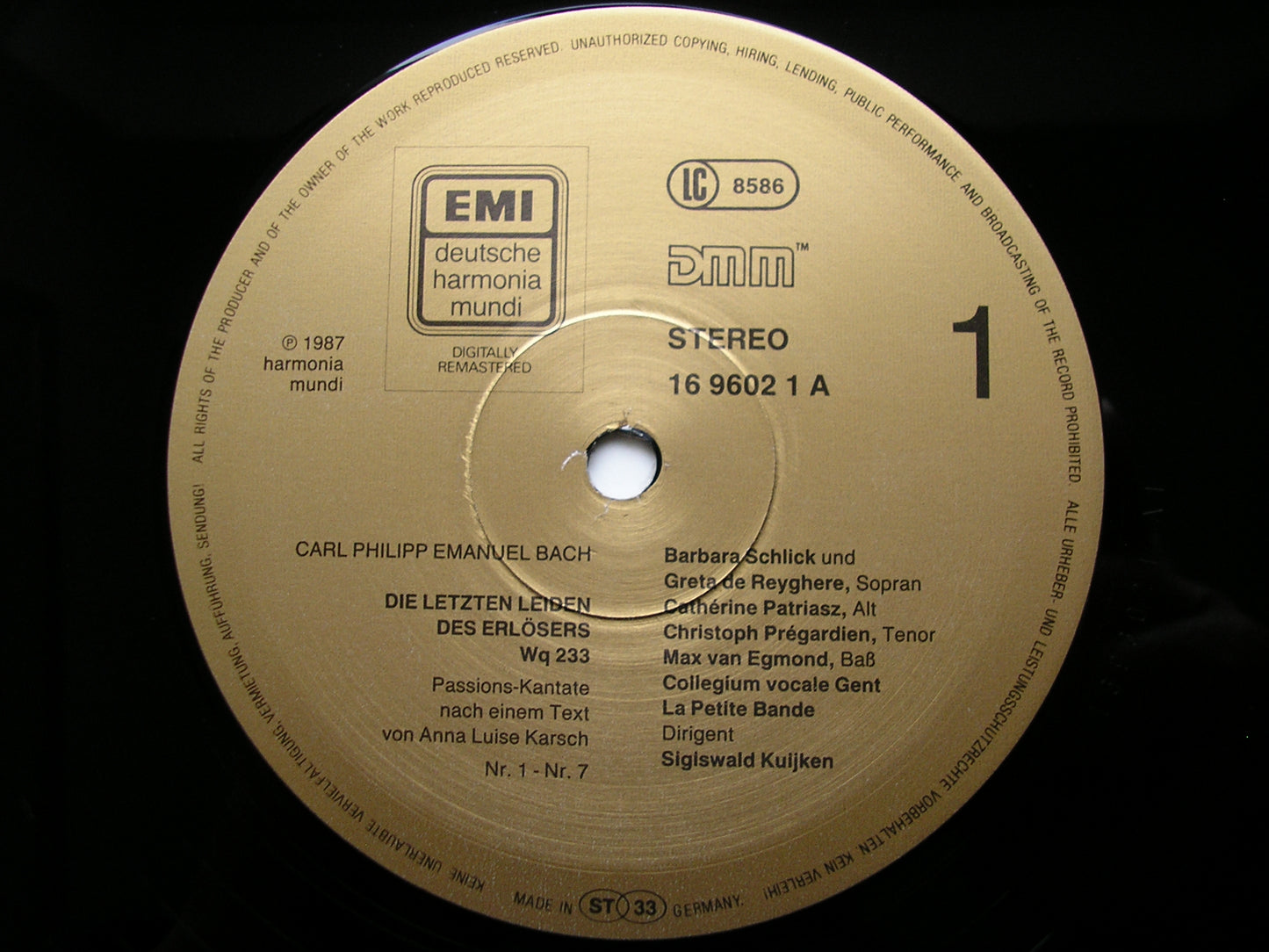 BACH, CPE: THE LAST SUFFERINGS OF THE SAVIOUR    SOLOISTS / LA PETITE BAND / KUIJKEN     2LP     16 9602