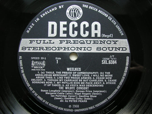 SXL 6384 WEELKES: MADRIGALS      THE WILBYE CONSORT / PEARS      ED3