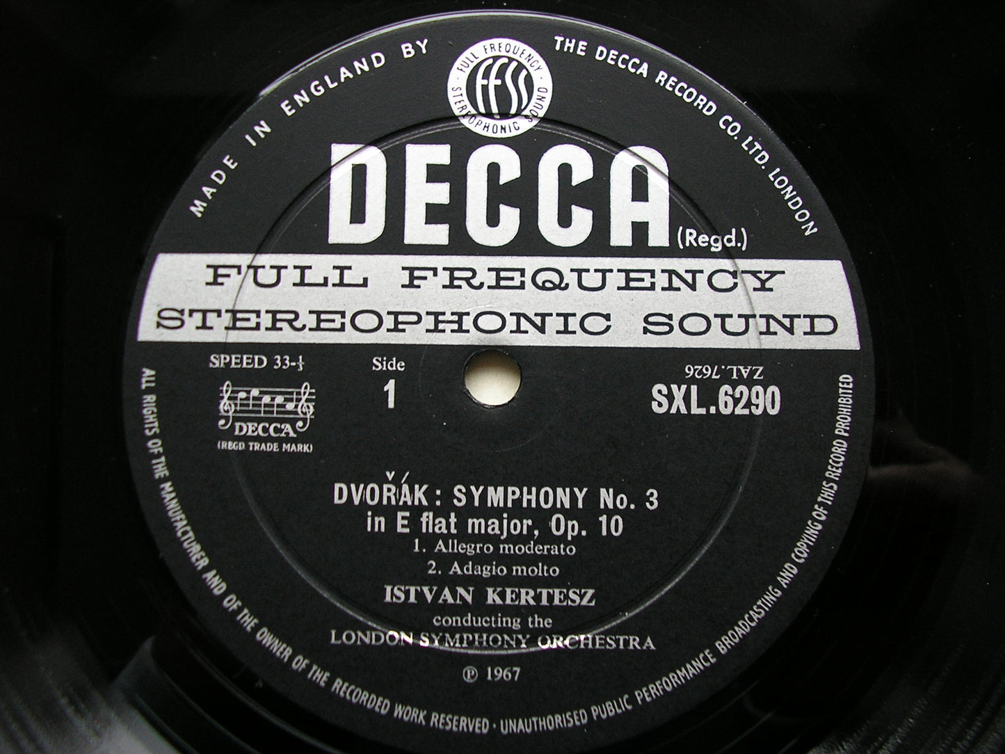 SXL 6290  DVORAK: SYMPHONY No. 3 / HUSSITE OVERTURE      KERTESZ / LONDON SYMPHONY    ED2