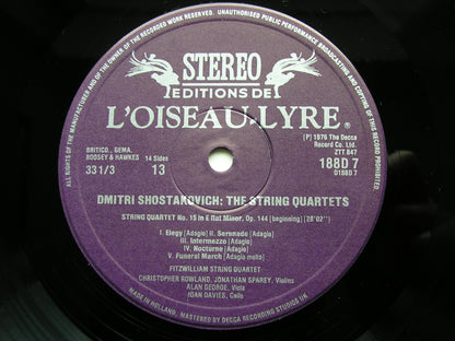 SHOSTAKOVICH: STRING QUARTETS Nos. 1 - 15      FITZWILLIAM STRING QUARTET      D188 D7