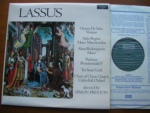 LASSUS: PSALMS & MOTETS     CHOIR OF CHRIST CHURCH CATHEDRAL, OXFORD / PRESTON    ZRG 795