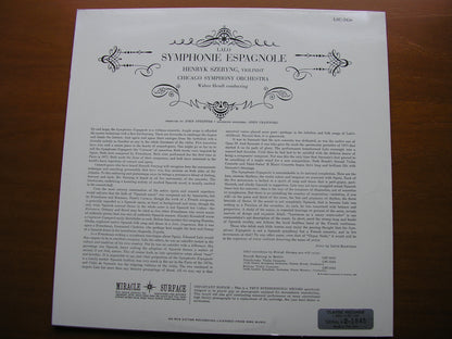 LALO: SYMPHONIE ESPAGNOLE   HENRYK SZERYNG / CHICAGO SYMPHONY / HENDL     LSC 2456