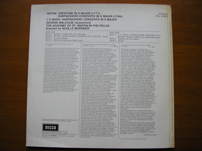 SXL 6385 HAYDN & JC BACH: HARPSICHORD CONCERTOS / OVERTURE in D    MALCOLM / ASMIF / MARRINER     ED3
