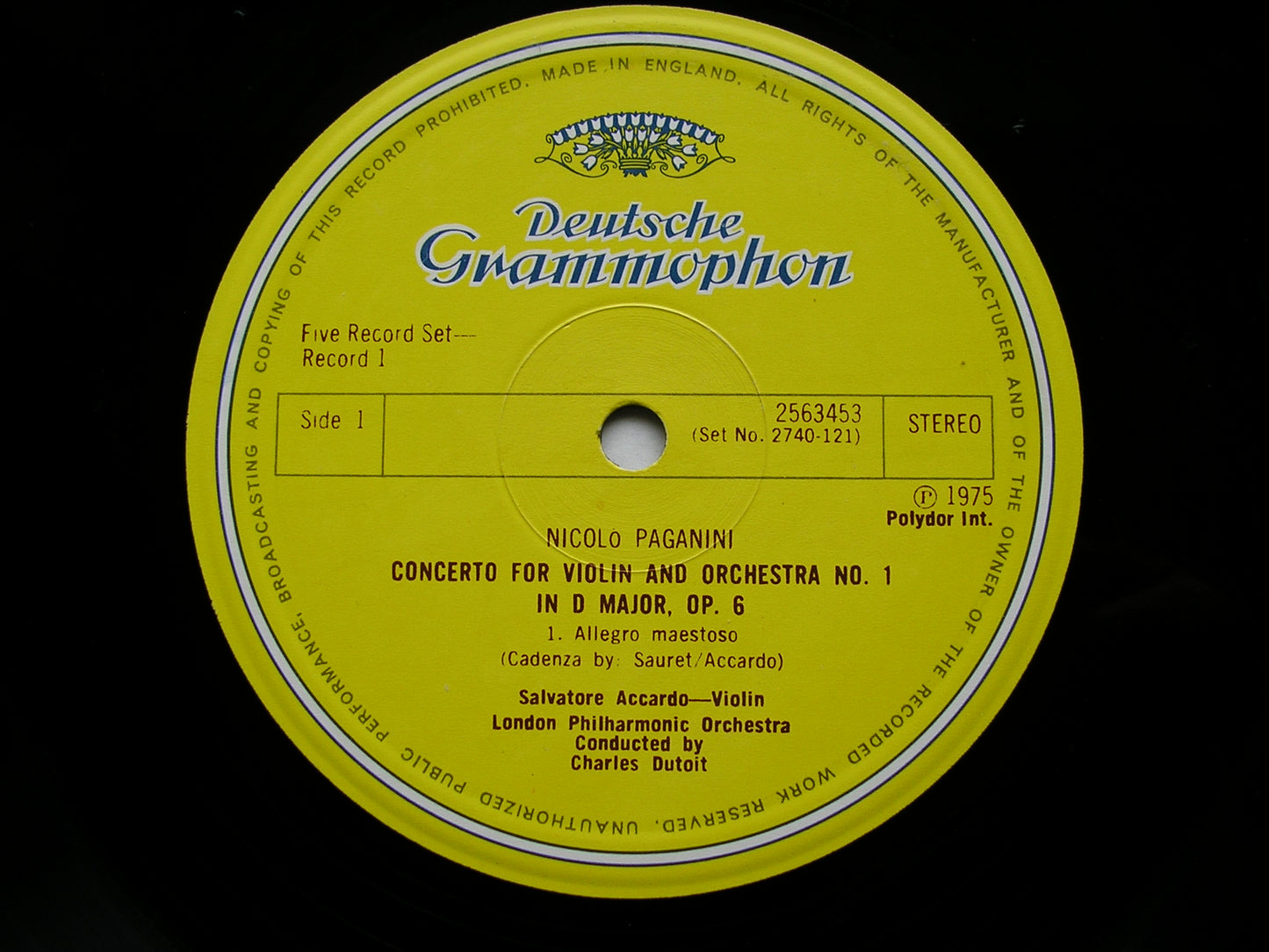 PAGANINI: VIOLIN CONCERTOS      ACCARDO / LONDON PHILHARMONIC / DUTOIT     5LP     2740 121
