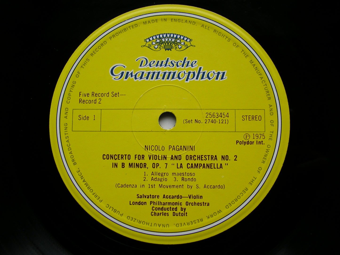 PAGANINI: VIOLIN CONCERTOS      ACCARDO / LONDON PHILHARMONIC / DUTOIT     5LP     2740 121