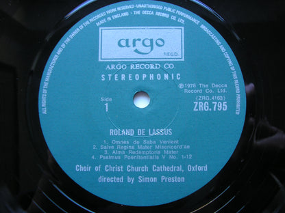 LASSUS: PSALMS & MOTETS     CHOIR OF CHRIST CHURCH CATHEDRAL, OXFORD / PRESTON    ZRG 795