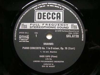 BRAHMS: PIANO CONCERTO No. 1     LUPU / LONDON PHILHARMONIC / DE WAART     SXL 6728