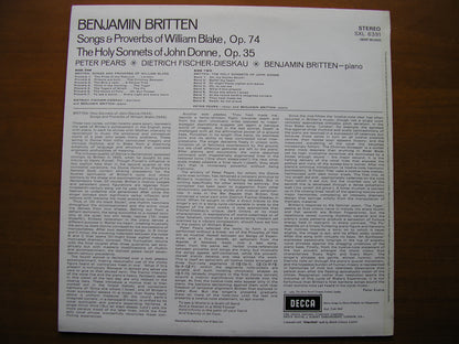 SXL 6391 BRITTEN: SONGS ON TEXTS BY WILLIAM BLAKE & JOHN DONNE     FISCHER-DIESKAU / PEARS / BRITTEN       ED3