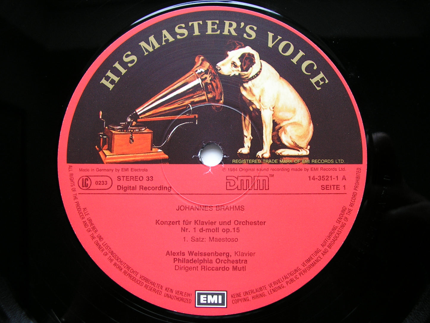 BRAHMS: PIANO CONCERTO No. 1       WEISSENBERG / PHILHADELPHIA ORCHESTRA / MUTI    ASD 143521