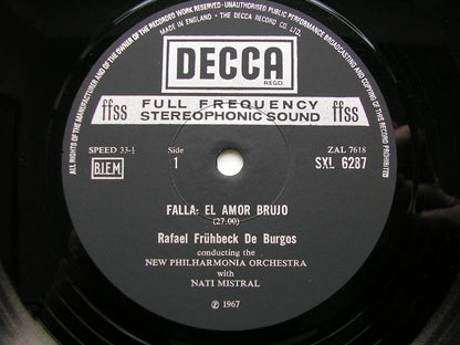 SXL 6287  FALLA / GRANADOS / RAVEL: ORCHESTRAL WORKS      DE BURGOS / NEW PHILHARMONIA      ED4