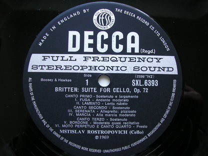 SXL 6393 BRITTEN: CELLO SUITES Nos. 1 & 2      MSTISLAV ROSTROPOVICH     ED3