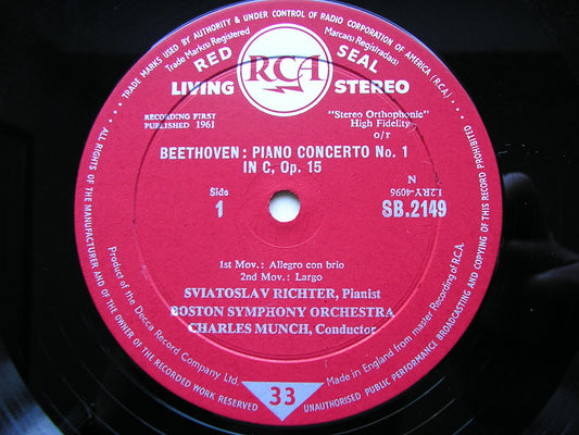 BEETHOVEN: PIANO CONCERTO No. 1 / SONATA Op. 54      RICHTER / BOSTON SYMPHONY / MUNCH      SB 2149