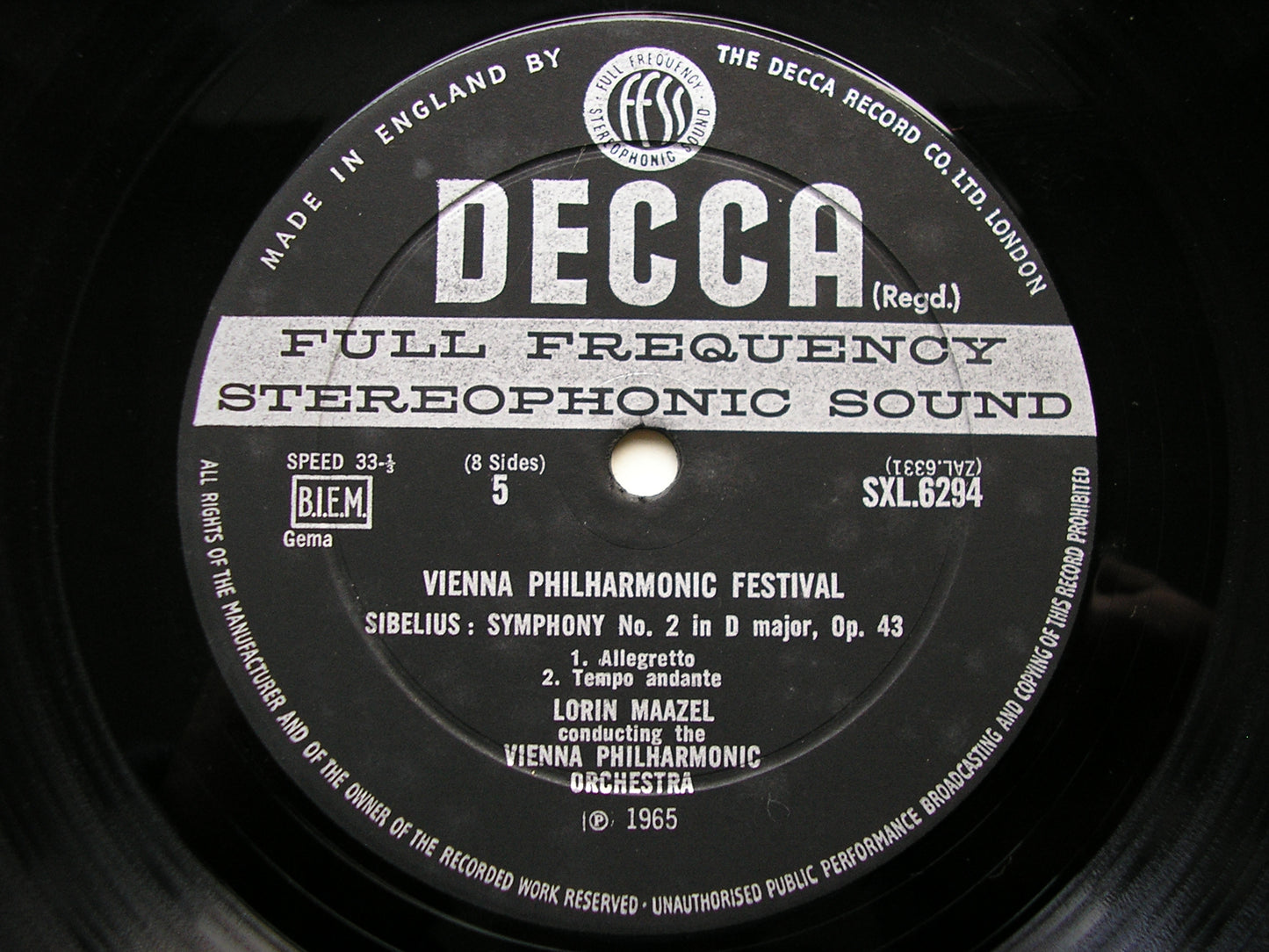 SXL 6292 / 5  VIENNA PHILHARMONIC FESTIVAL: WAGNER / SIBELIUS / SCHUBERT / BEETHOVEN    4LP     ED2