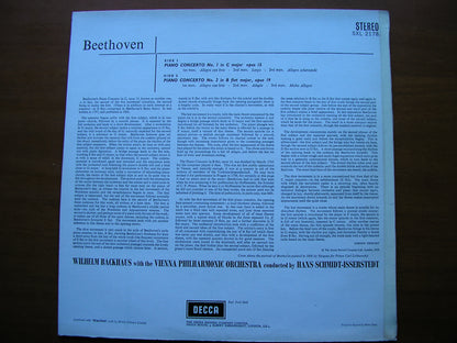 BEETHOVEN: PIANO CONCERTO No. 1      BACKHAUS / VIENNA PHILHARMONIC / SCHMIDT-ISSERSTEDT     SXL 2178