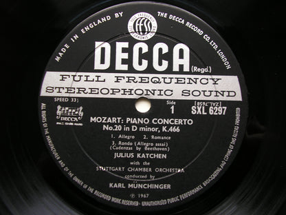 SXL 6297  MOZART: PIANO CONCERTOS Nos. 20 & 25      KATCHEN / STUTTGART CHAMBER ORCHESTRA / MUNCHINGER     ED2