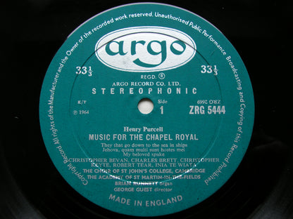 PURCELL: MUSIC FOR THE CHAPEL ROYAL     SOLOISTS / CHOIR OF ST JOHN'S COLLEGE CAMBRIDGE / ASMIF / GUEST     ZRG 5444