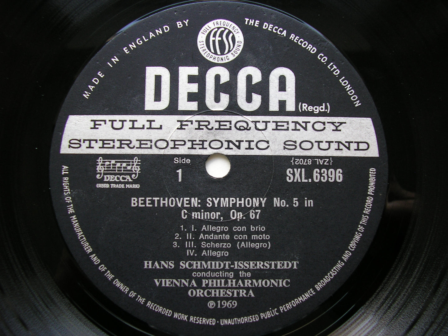 SXL 6396 BEETHOVEN: SYMPHONIES Nos. 5 & 8      SCHMIDT-ISSERSTEDT / VIENNA PHILHARMONIC      ED3