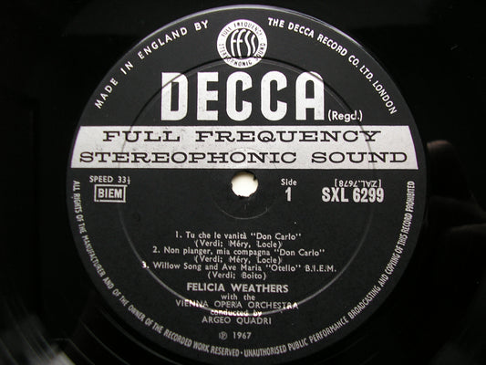 FELICIA WEATHERS SINGS VERDI & PUCCINI ARIAS      VIENNA OPERA ORCHESTRA / QUADRI    ED2