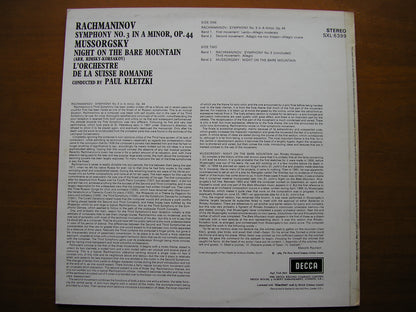SXL 6399 RACHMANINOV: SYMPHONY No. 3 / MUSSORGSKY: NIGHT ON BARE MOUNTAIN      KLETZKI / SUISSE ROMANDE      ED3