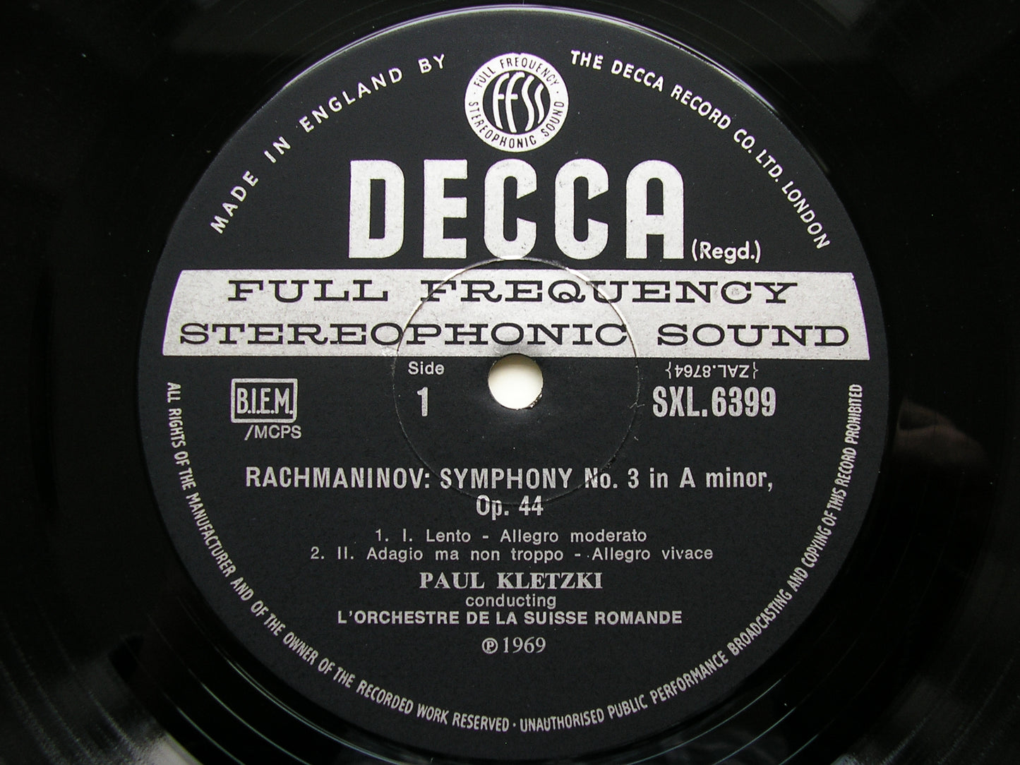SXL 6399 RACHMANINOV: SYMPHONY No. 3 / MUSSORGSKY: NIGHT ON BARE MOUNTAIN      KLETZKI / SUISSE ROMANDE      ED3