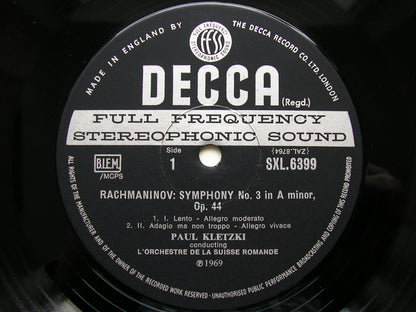 SXL 6399 RACHMANINOV: SYMPHONY No. 3 / MUSSORGSKY: NIGHT ON BARE MOUNTAIN      KLETZKI / SUISSE ROMANDE      ED3