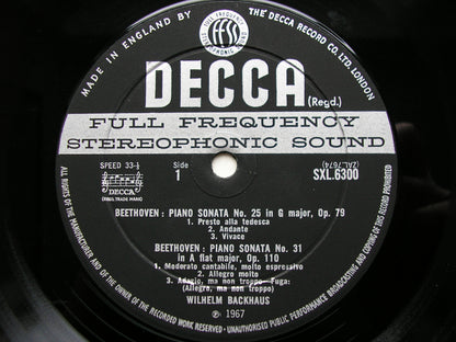 SXL 6300  BEETHOVEN: PIANO SONATAS Nos. 4 / 25 / 31     WILHELM BACKHAUS     ED2