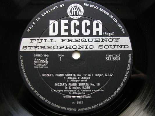 SXL 6301  MOZART: PIANO SONATAS Nos. 4 / 5 / 10 / 12 / Rondo     WILHELM BACKHAUS    ED2