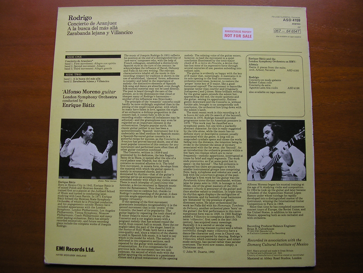 RODRIGO: CONCIERTO DE ARANJUEZ / IN SEARCH OF THE BEYOND / ZARABANDA      MORENO / LONDON SYMPHONY / BATIZ     ASD 4159