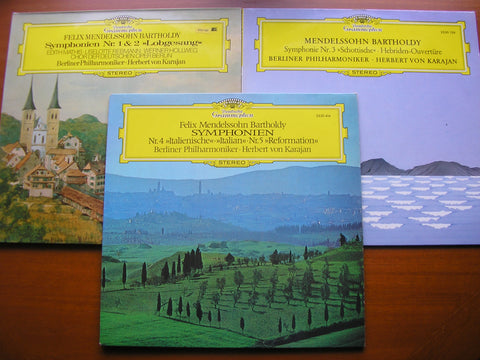 MENDELSSOHN: THE FIVE SYMPHONIES / OVERTURE The Hebrides    KARAJAN / BERLIN PHILHARMONIC    4 LP