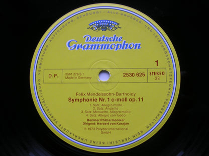 MENDELSSOHN: THE FIVE SYMPHONIES / OVERTURE The Hebrides    KARAJAN / BERLIN PHILHARMONIC    4 LP