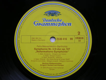 MENDELSSOHN: THE FIVE SYMPHONIES / OVERTURE The Hebrides    KARAJAN / BERLIN PHILHARMONIC    4 LP