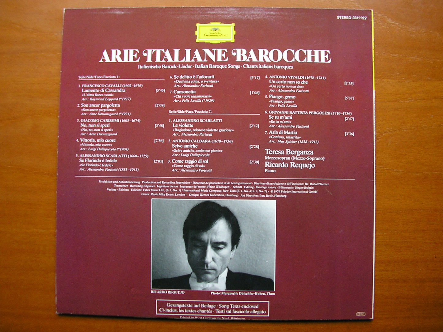 ARIE ITALIANE BAROCCHE: CALDARA / CARISSIMI / CAVALLI / PERGOLESI / SCARLATTI / VIVALDI      BERGANZA / REQUEJO      2531 192