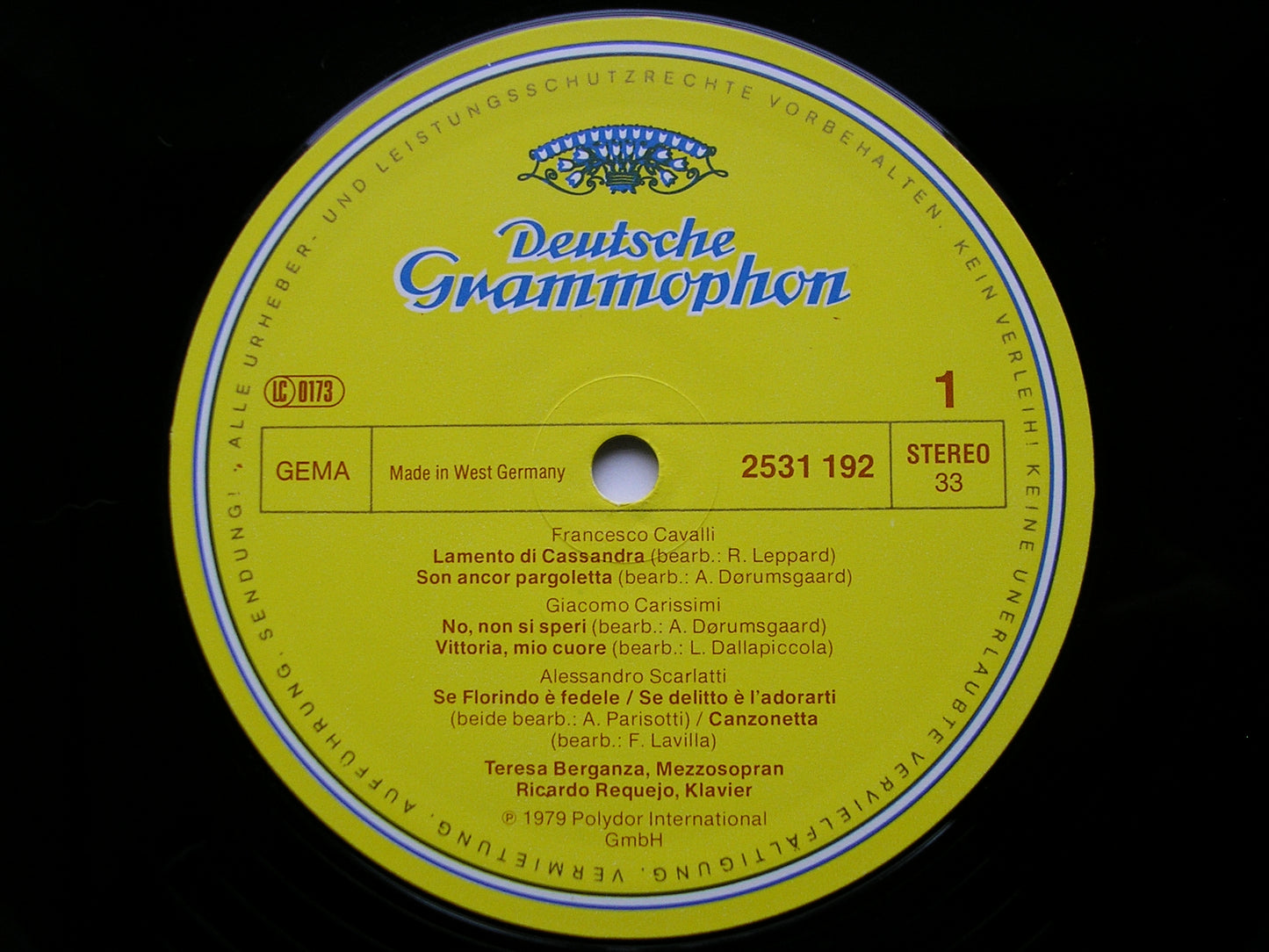 ARIE ITALIANE BAROCCHE: CALDARA / CARISSIMI / CAVALLI / PERGOLESI / SCARLATTI / VIVALDI      BERGANZA / REQUEJO      2531 192