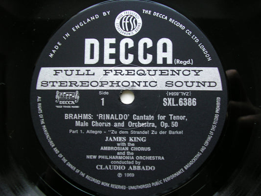 SXL 6386 BRAHMS: RINALDO / SONG OF DESTINY     KING / NEW PHILHARMONIA / ABBADO       ED3